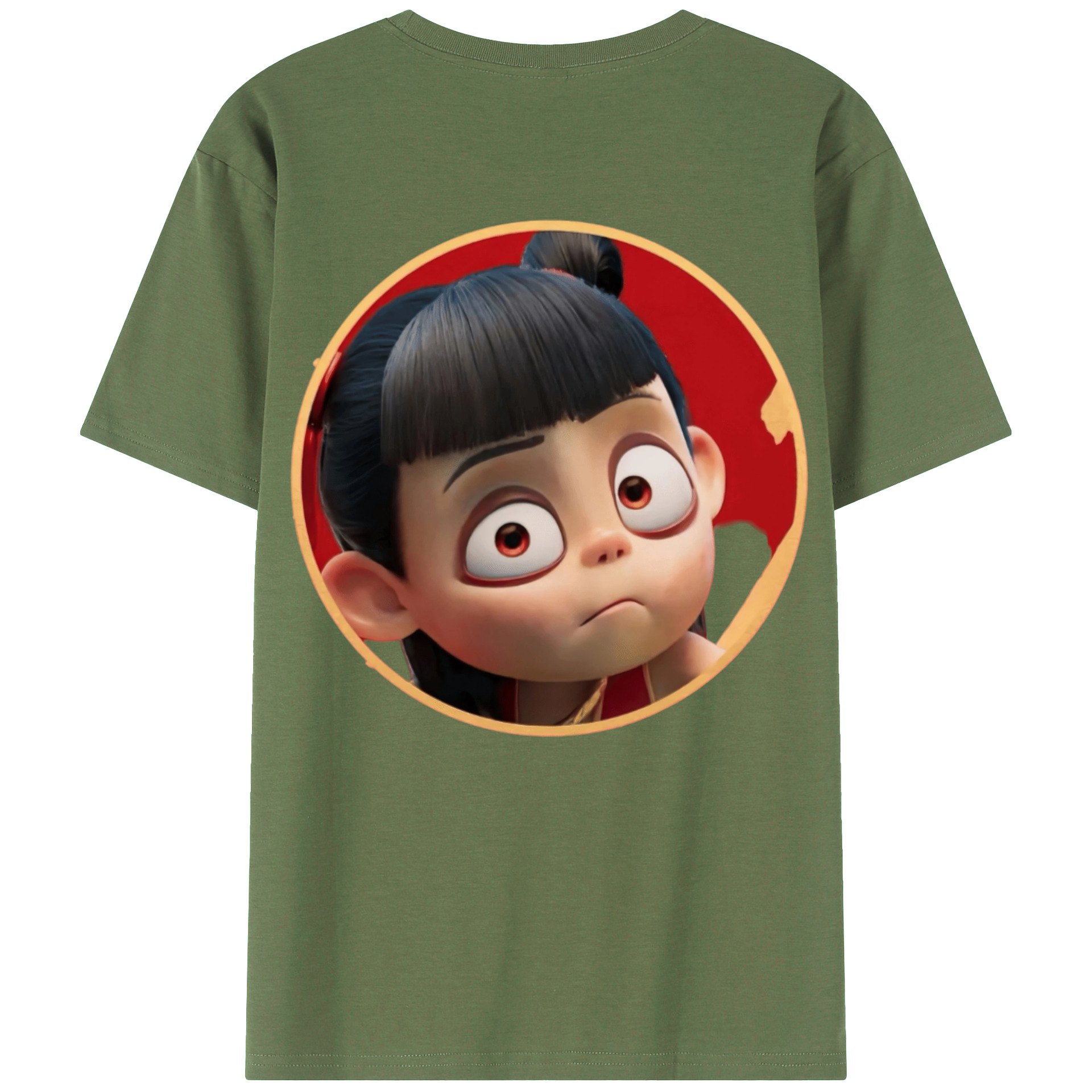 （画像用） Ne Zha 2 ナタ 魔童の大暴れ 綿100％ メンズ半袖Tシャツ（バックプリント） 通気性